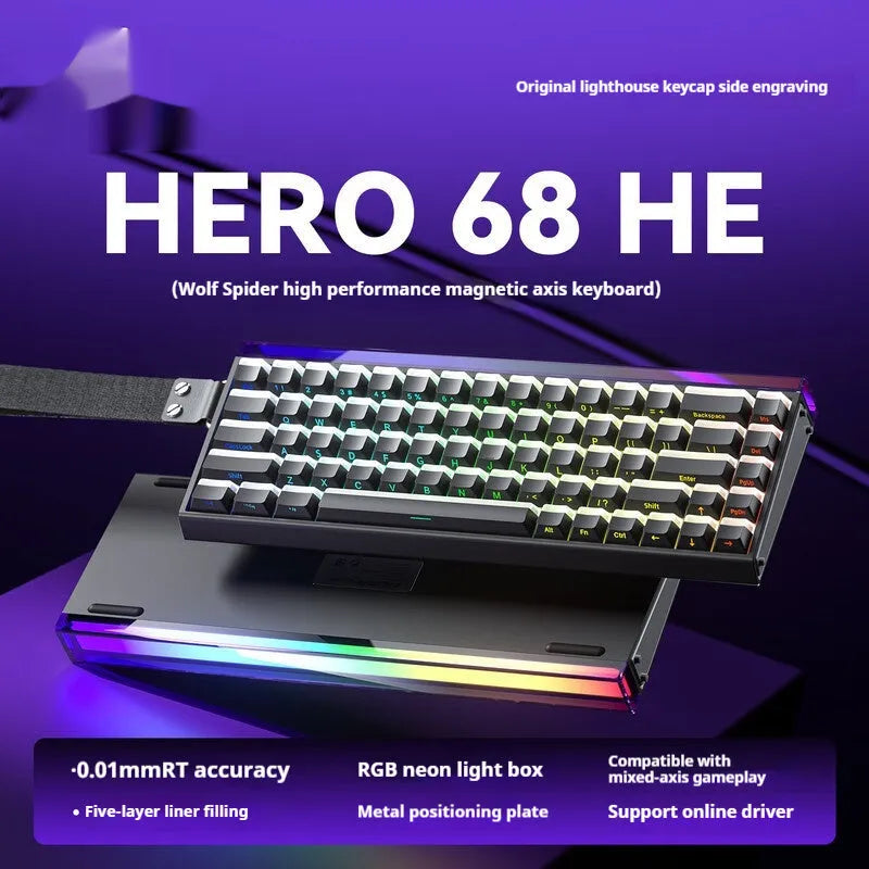 Magnetic axis mechanical keyboard with RGB lighting and engraved side designs