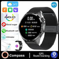 Black Bluetooth calling smartwatch with TFT touch screen on a silicone strap, showing health metrics display.