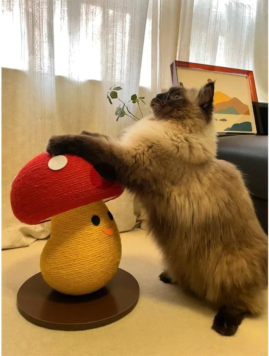 Foldable accordion design cat scratcher board with mushroom lounge in cardboard construction