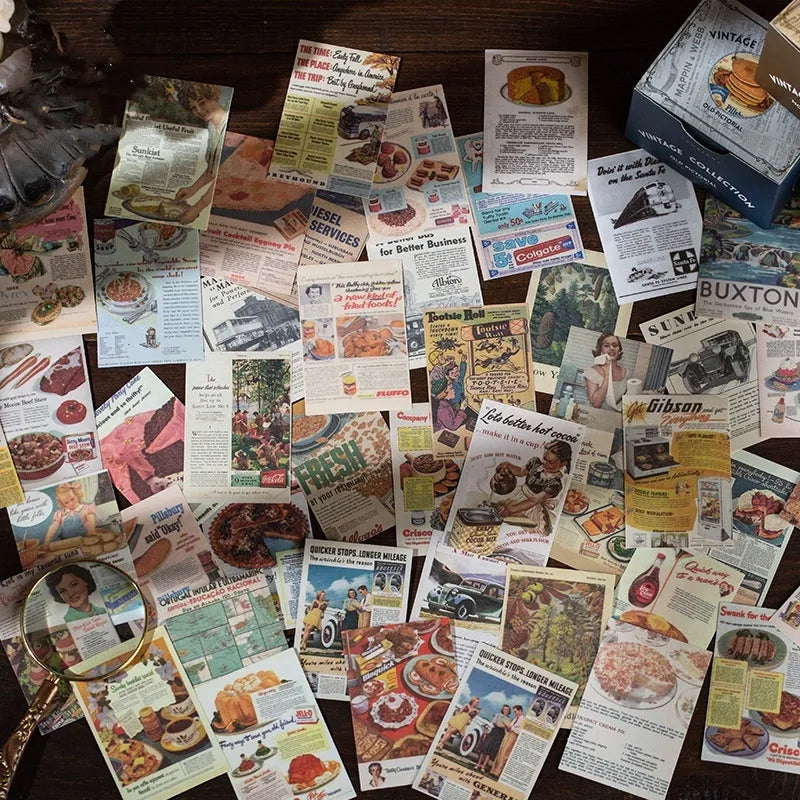 320 retro note stickers in vintage designs measuring 4cm by 6cm with double gummed paper backing