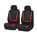 Universal car seat cover set showing headrest and seat panels in beige and black colour combination