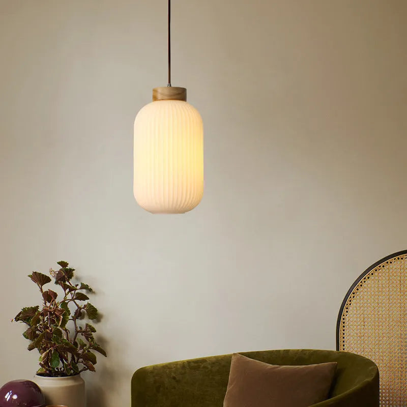 Nordic style wooden retro pendant ceiling light chandelier shown in three size options.