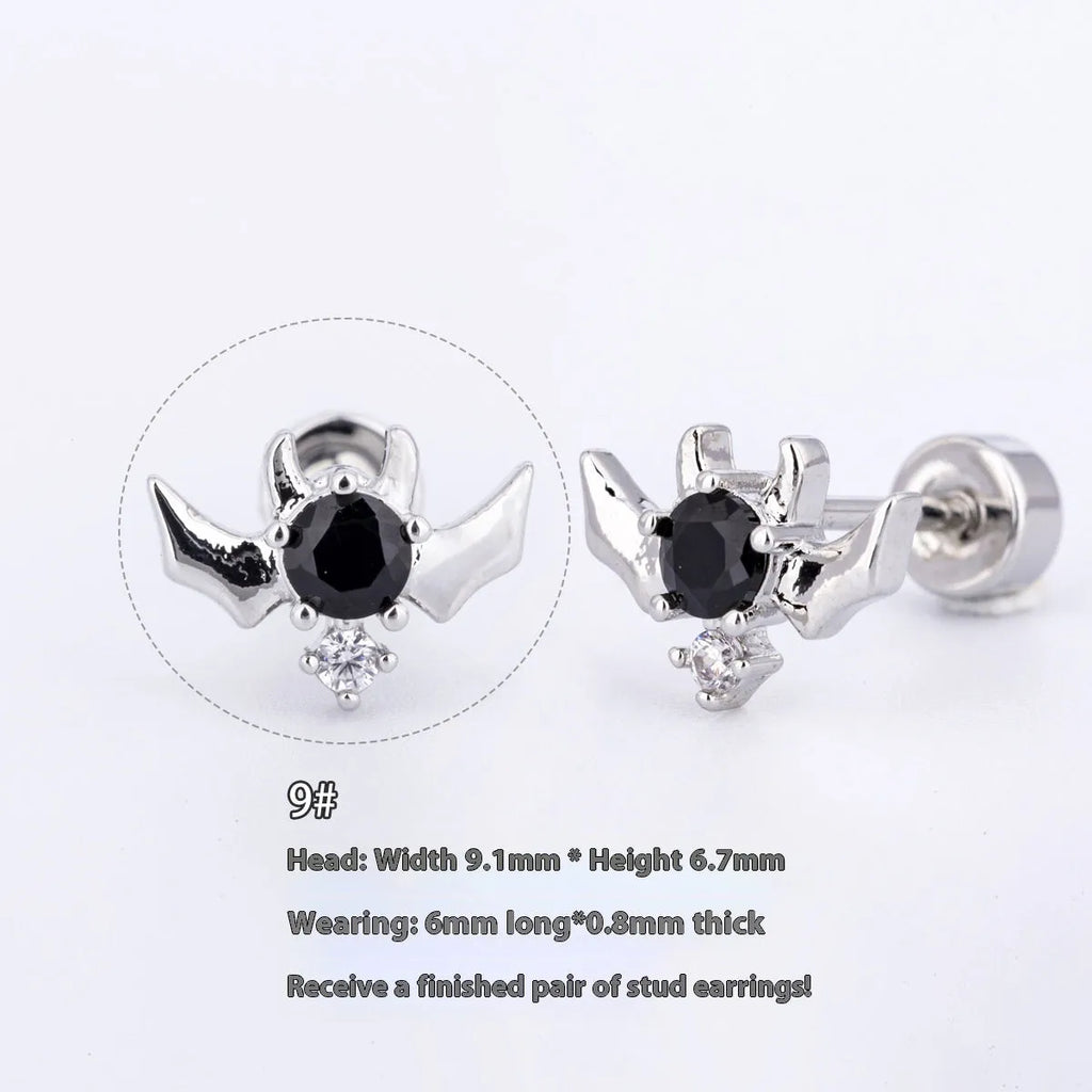 316L stainless steel Halloween drop earrings with real gold plating, skull and devil eye design, 6cm length, unisex
