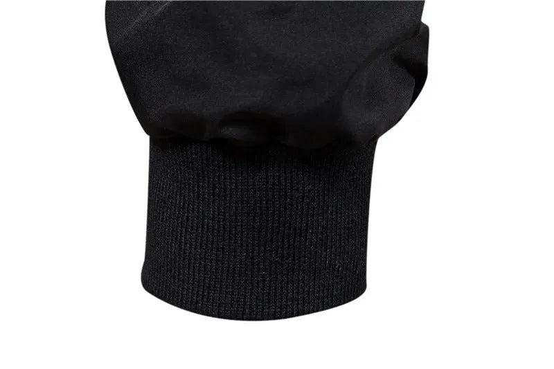 Men's solid colour lightweight polyester casual jacket shown in dark blue, black, or Army Green.