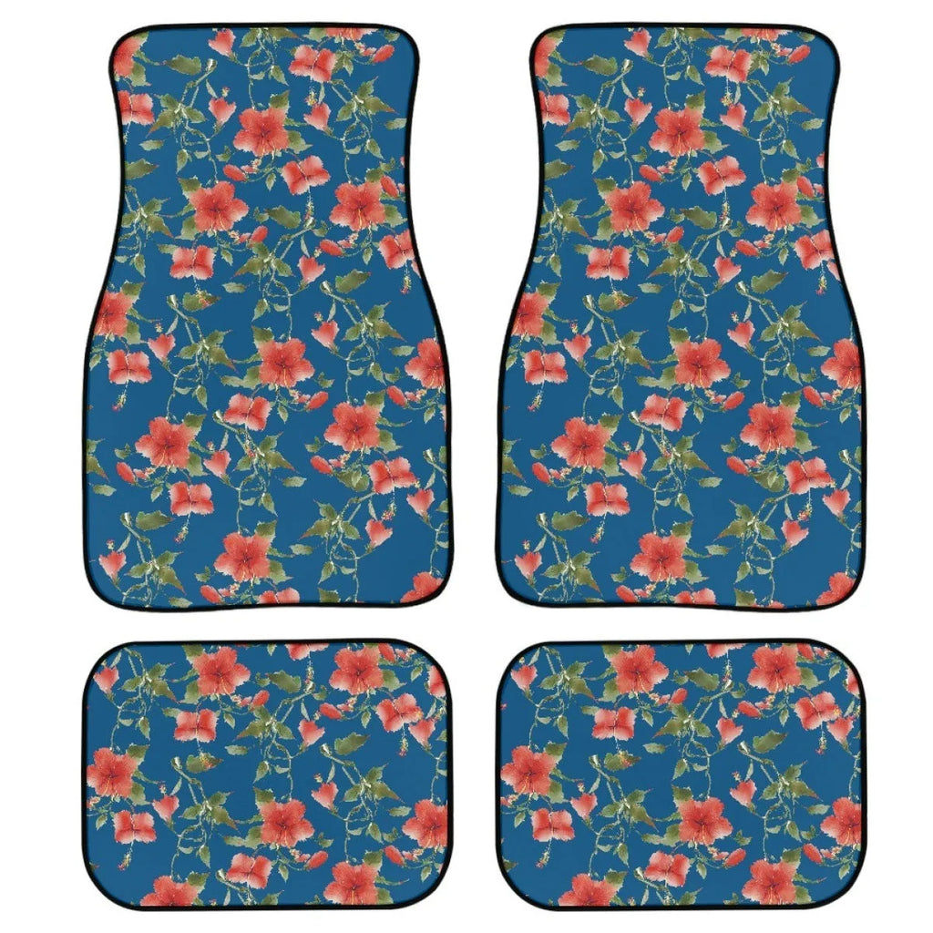 Black printed rubber car floor mats, 20mm thick, showing deep tread pattern and raised edges.