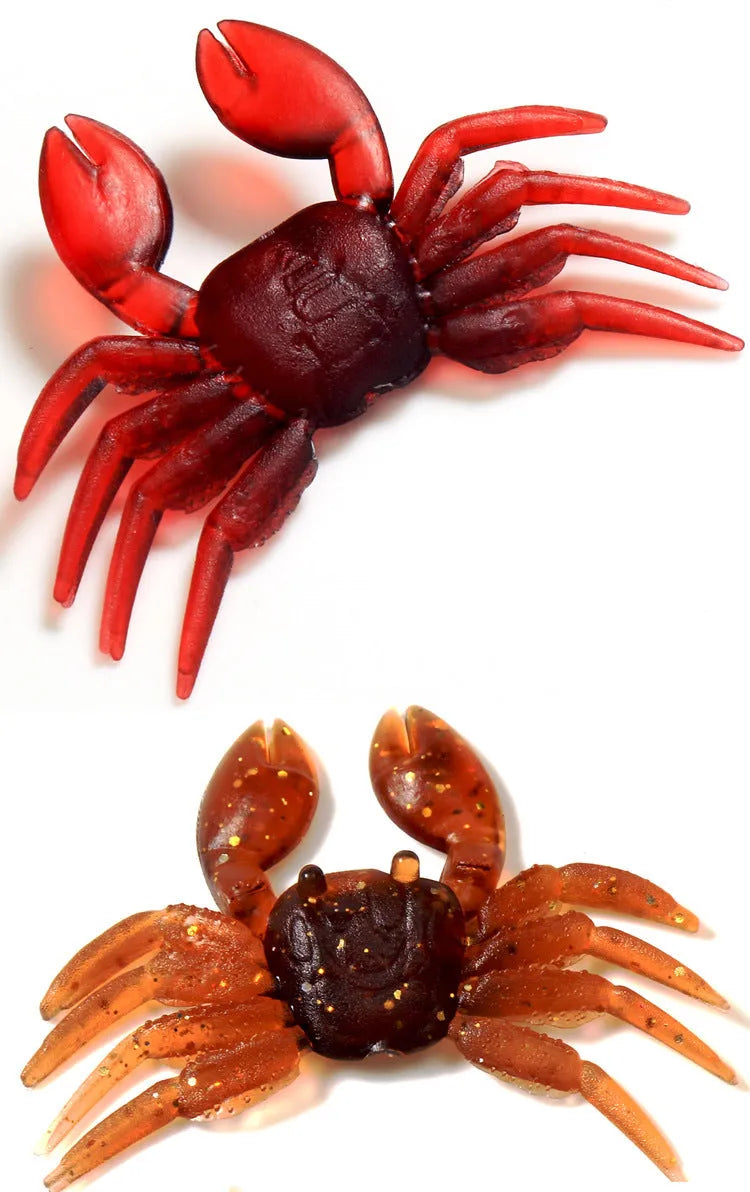 8cm PVC soft crab fishing lure in brown and red colour variations