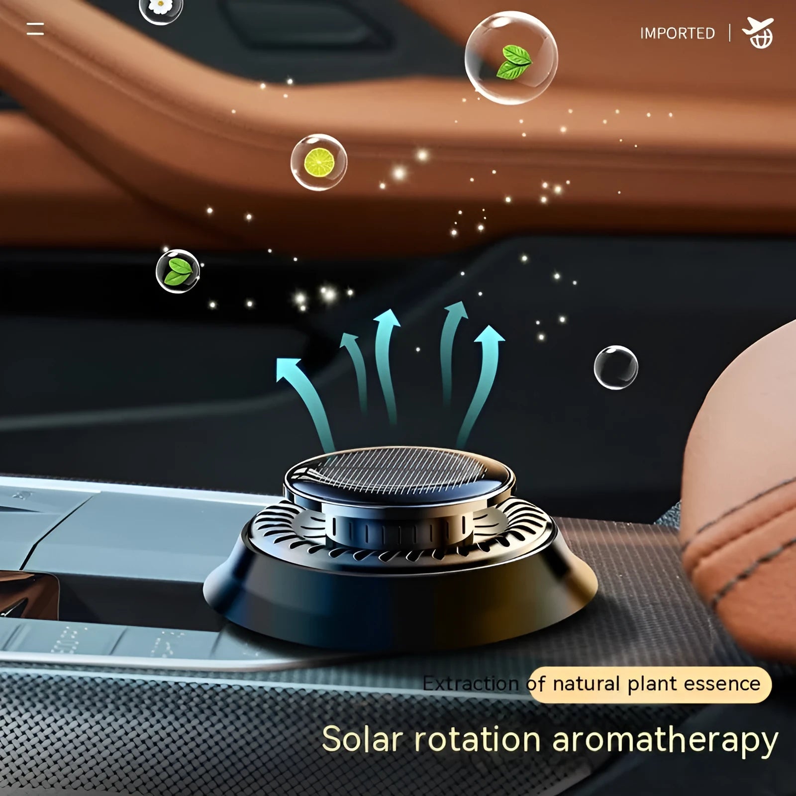 Black solar electromagnetic de-icing device with aromatherapy for car windscreens