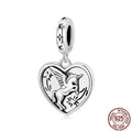 S925 sterling silver love heart bead with pearlescent finish, 2.3cm high, 1.3cm wide, 0.45cm aperture