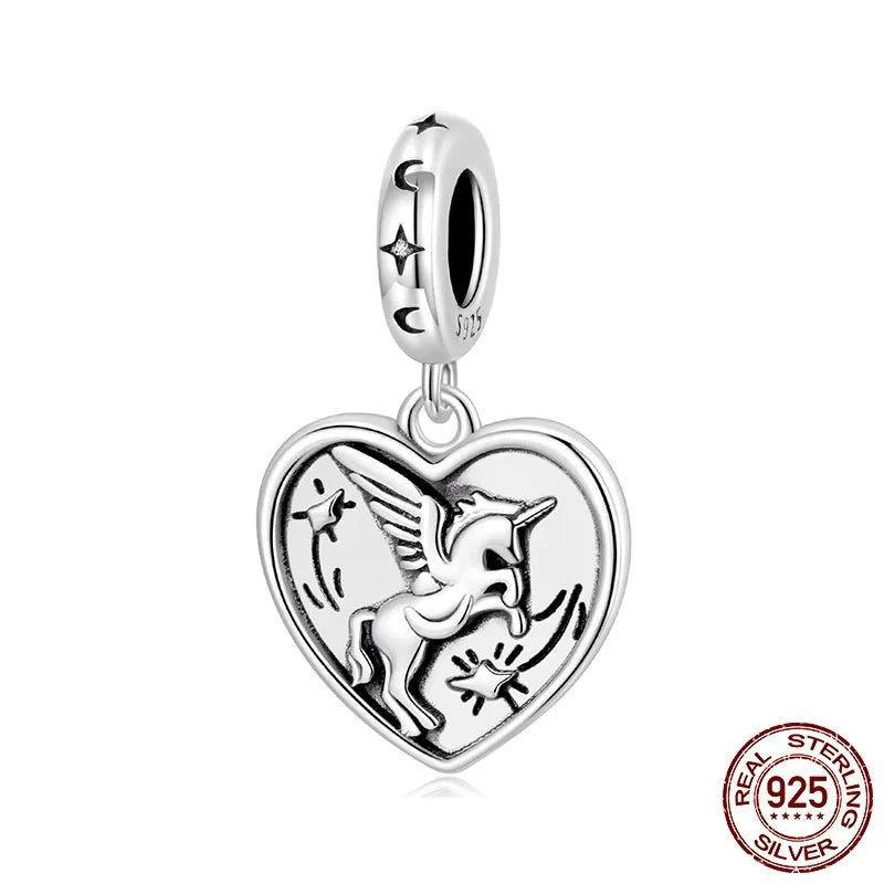 S925 sterling silver love heart bead with pearlescent finish, 2.3cm high, 1.3cm wide, 0.45cm aperture
