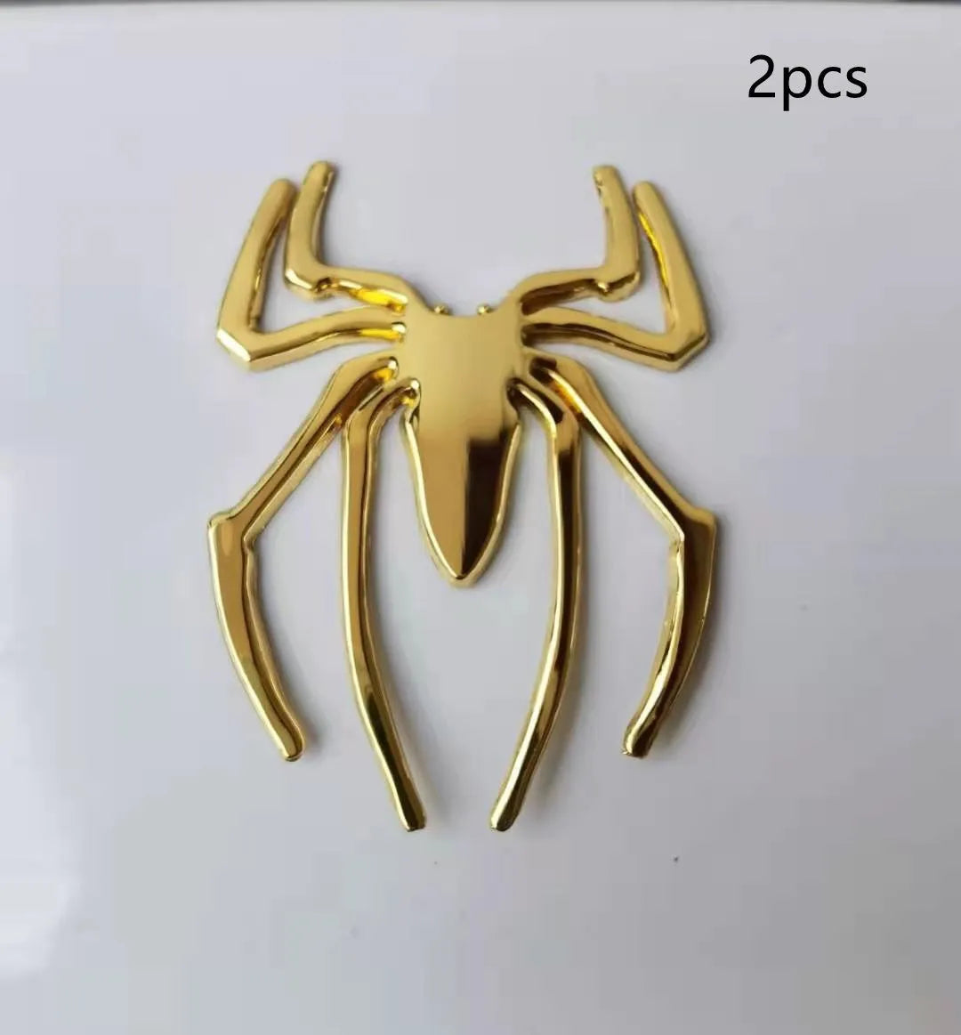 Three-dimensional zinc alloy spider bumper sticker in metallic colours