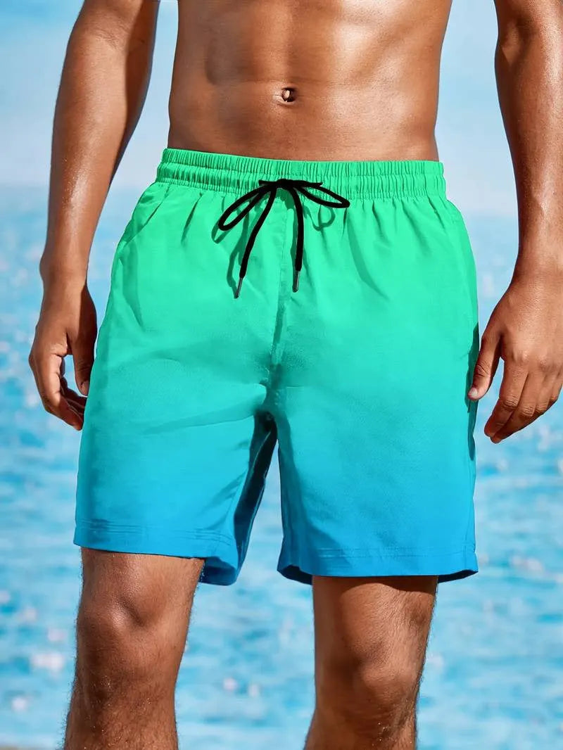 Men's gradient colour 3D digitally printed sport shorts in mesh cloth with athletic design