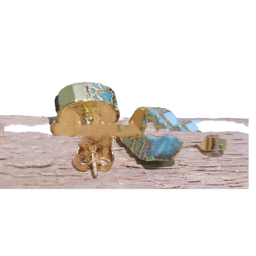 Natural stone bohemian style stud earrings with irregular-cut stones in colour ER1031