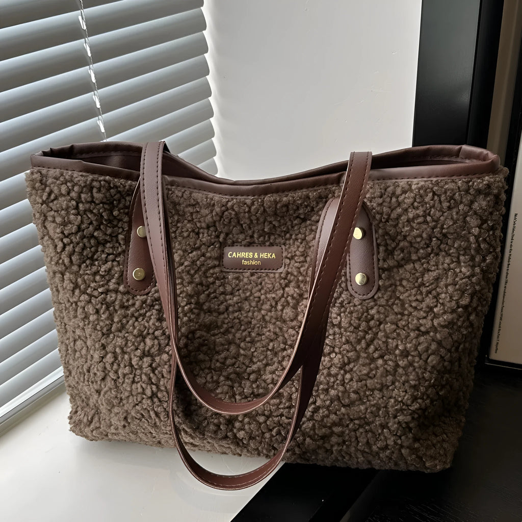 Cotton colour block bucket bag with phone pocket in beige colour option