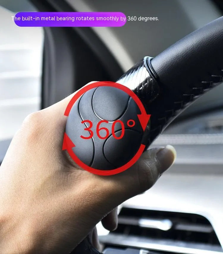 Silicone steering wheel assist ball with metal bearing for single-handed driving