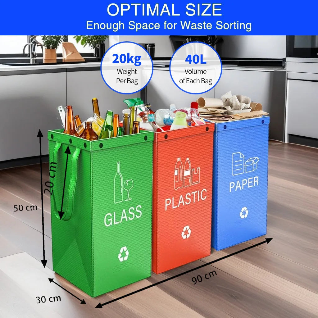 Blue waterproof handbag-style waste segregation bin with a 40L capacity.