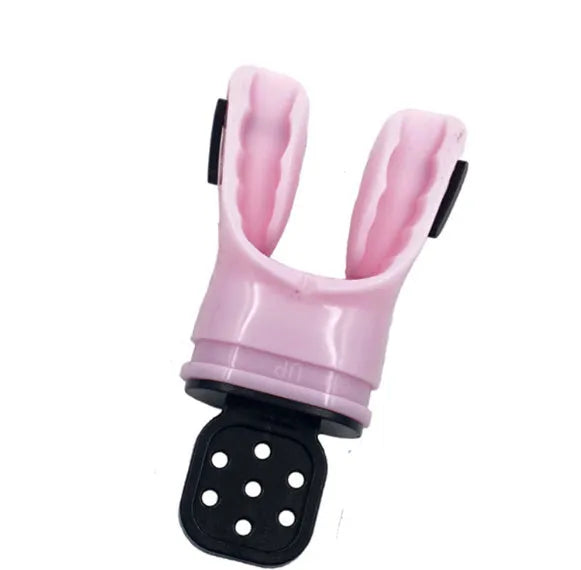 Edible silicone diving mouthpiece, 110mm long, shown in various colours including transparent and solid options.