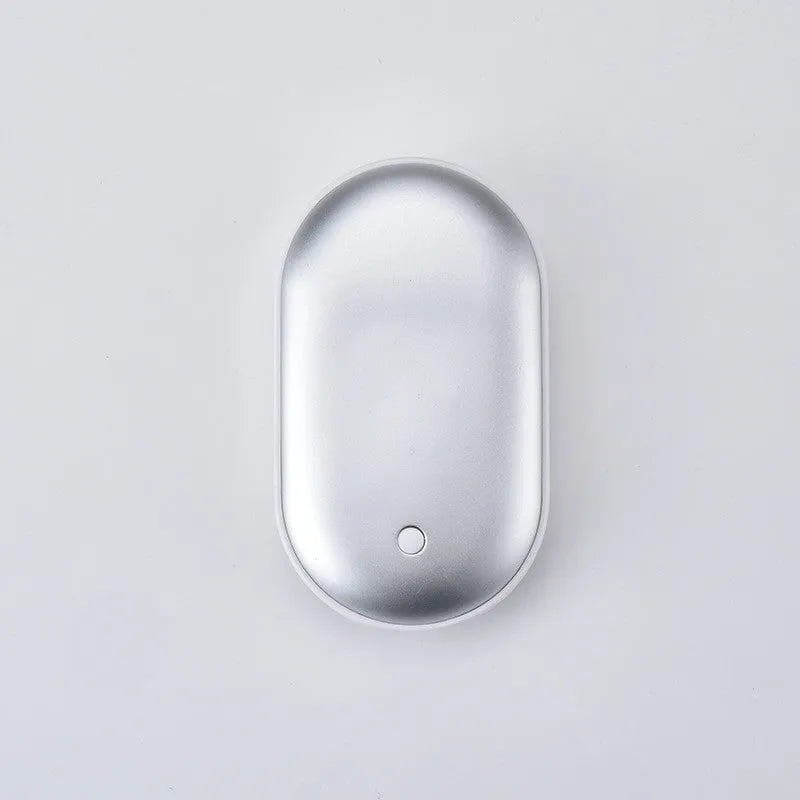 Rechargeable hand warmer and power bank in rose gold, local gold, titanium silver, sky blue, or digital display colours