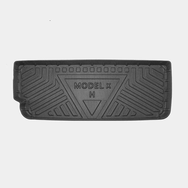 Tailored waterproof rubber car mats and boot liner for a Tesla Model X interior.