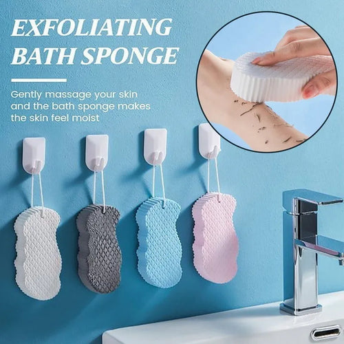 3D fish scale pattern bath sponge for body exfoliation in multiple colour options