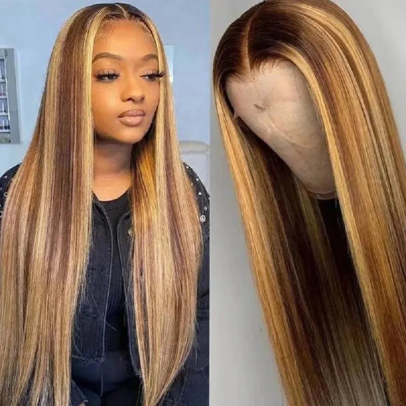 Front lace wig with big wave sheath in an African black gradient colour, showing long curly synthetic hair.
