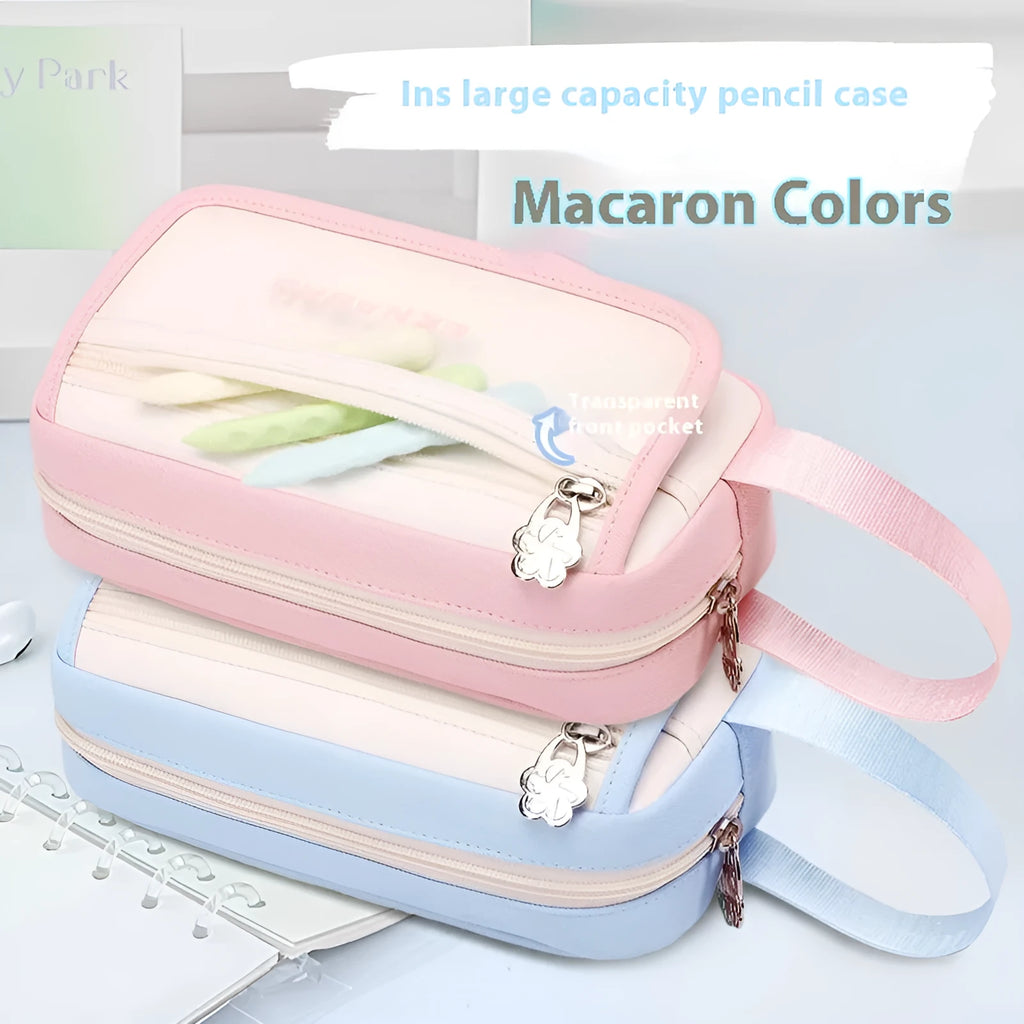 Large capacity Oxford fabric stationery bag in pink, blue, fruit green, purple, red or black