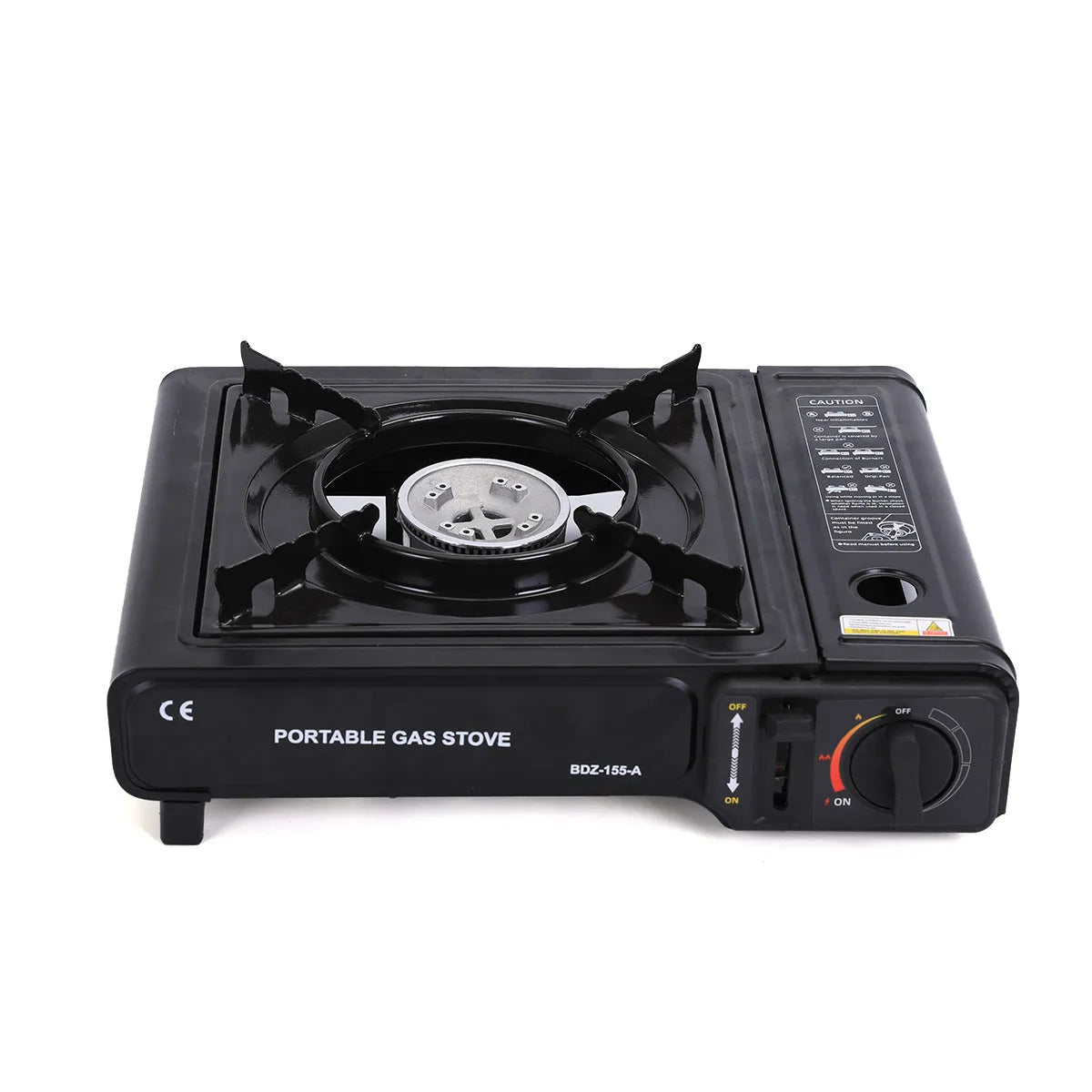Portable outdoor camping gas stove in black for hot pot and barbecue cooking