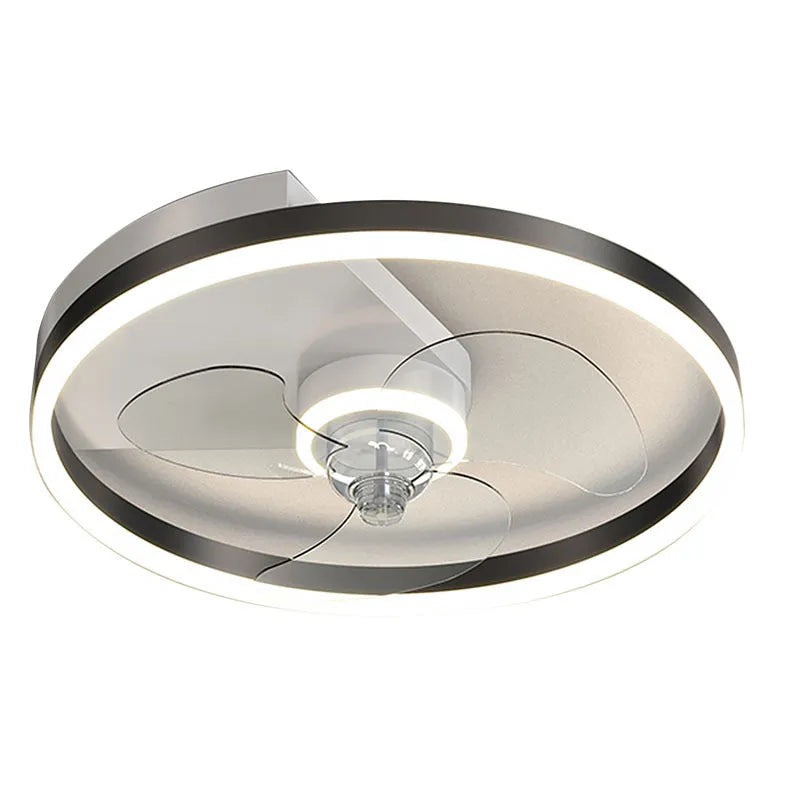 Modern Nordic style white ceiling fan with integrated light fixture for a children's bedroom.
