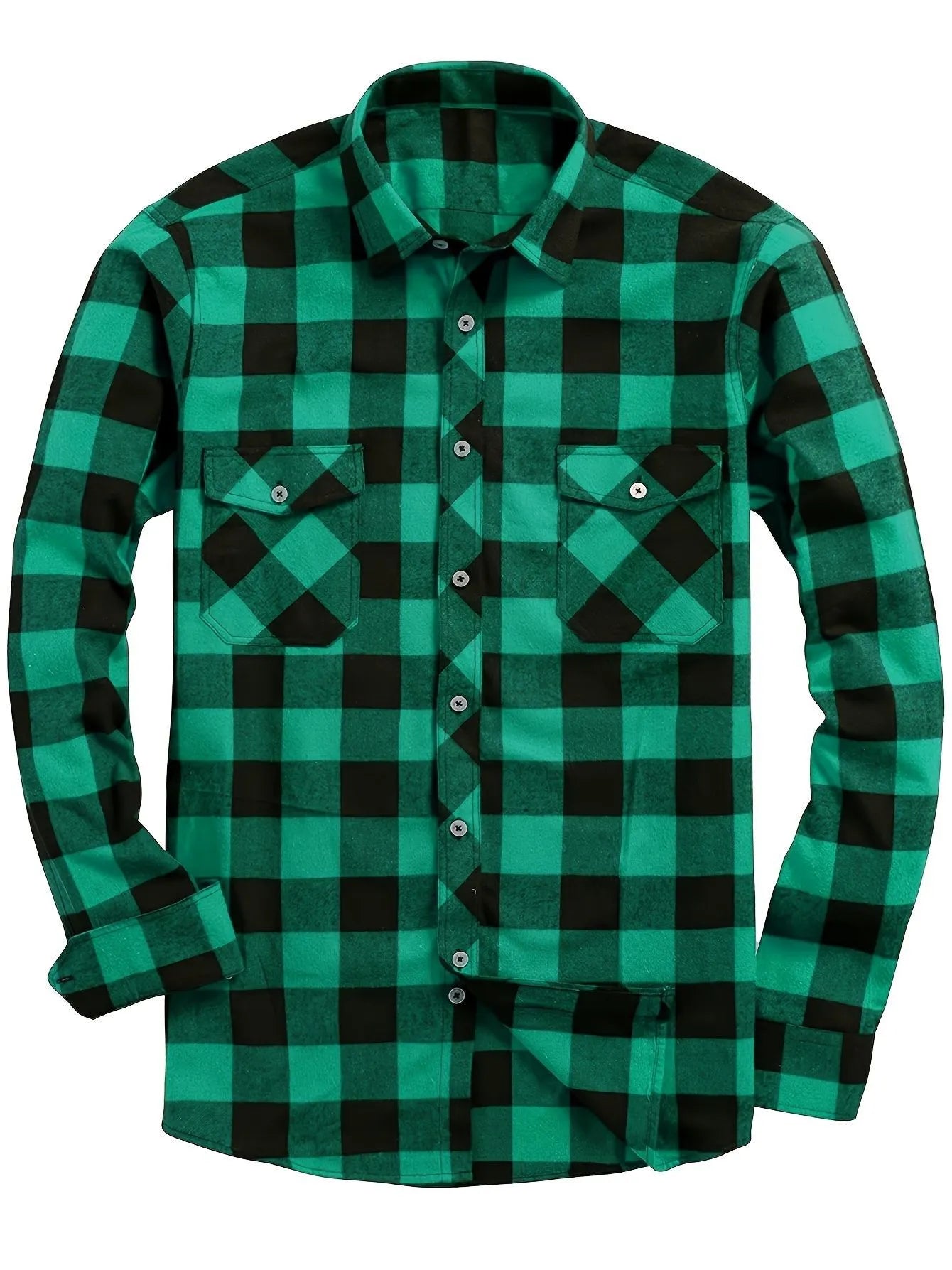 Flannel Plaid Shirt for Men All Seasons Versatile Loose Fit Long Sleeve Cardigan Style in Multiple Colours Black Blue White Red Orange Purple Yellow Green and Sizes S M L XL XXL XXXL