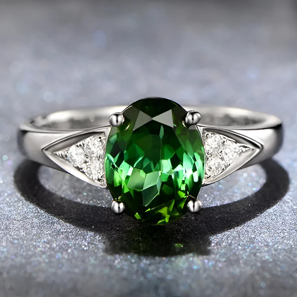 Ladies court style ring with natural zircon inlay showing heart, water drop, and bell pattern options.