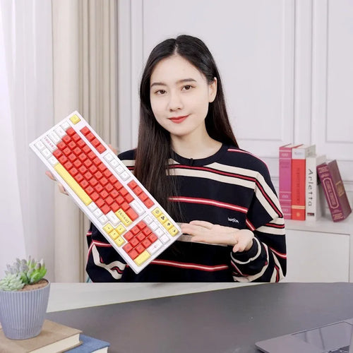 138-piece PBT sublimation keycap set with boy and girl colour matching design for mechanical keyboards.
