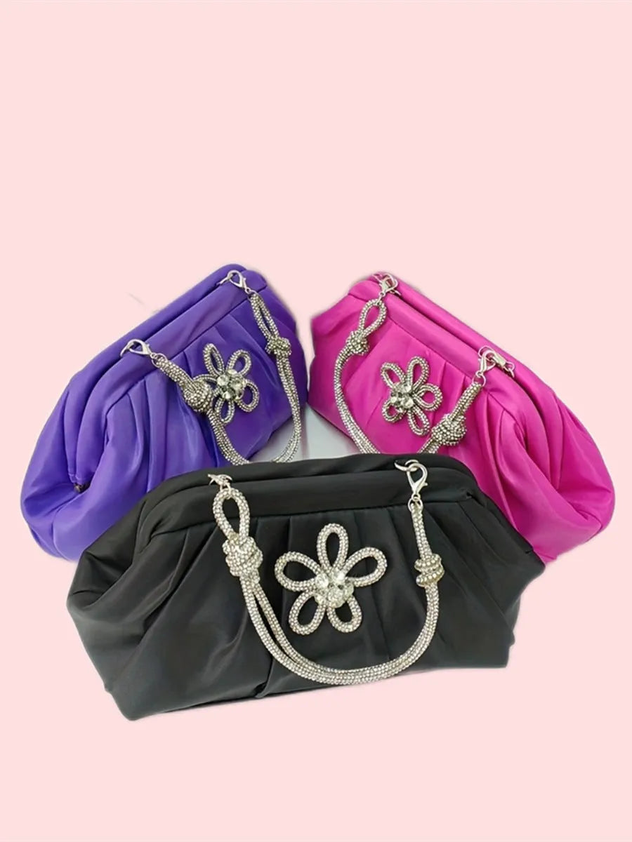 Women's diamond quilted crossbody messenger bag in soft polyester with chain detailing and document compartment