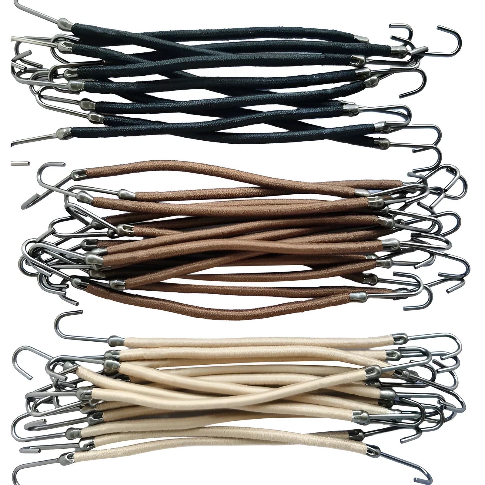 Wig double hook hair tools in black, dark brown, and light brown colours for professional hairstyling