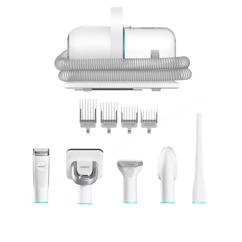 White and green pet grooming tool with vacuum suction, 9000Pa, 1000ml dust box, ABS body, 290x132x210mm