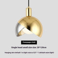 Single head iron droplight ceiling lamp with 20cm drop in gold finish.