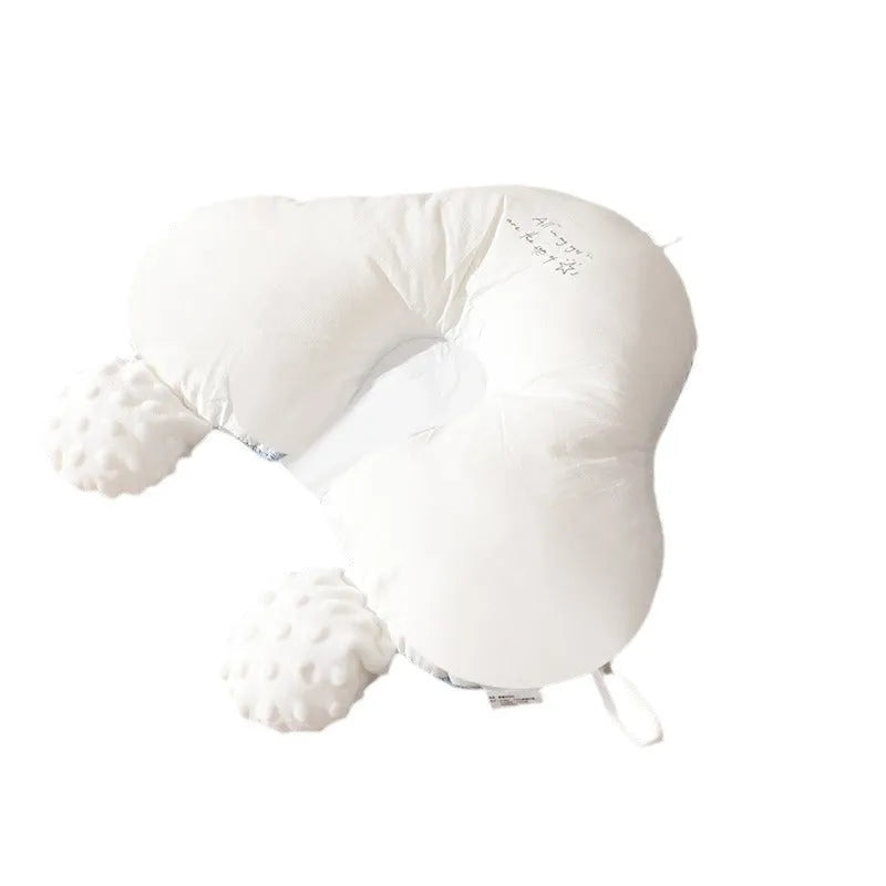 Babies' shaping pillow in blue Tencel pearl cotton with adjustable drawstring and breathable cotton cover