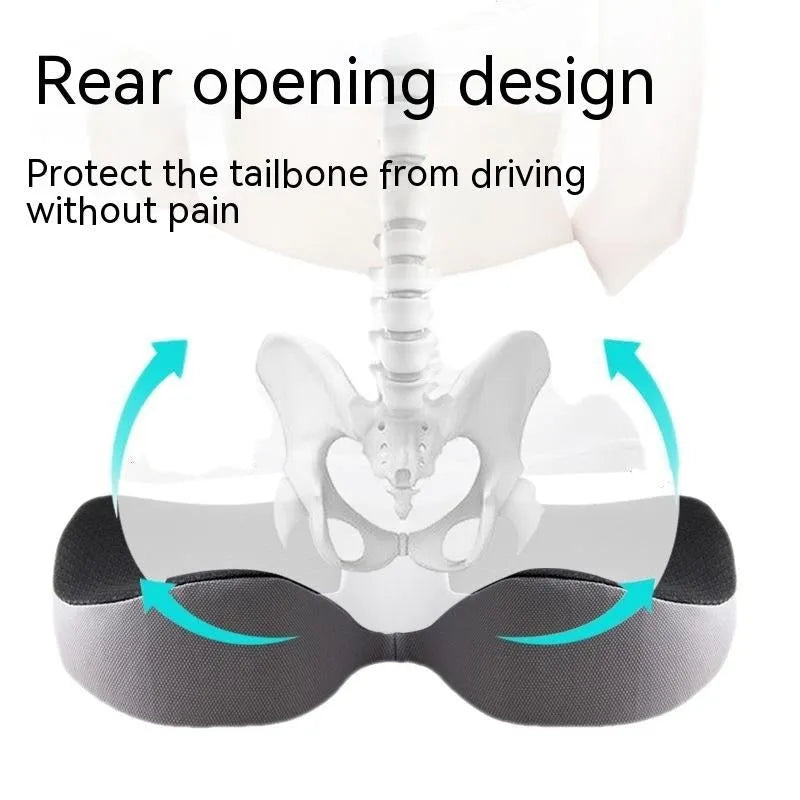 Curved bevel seat cushion in solid colour with memory foam core for tailbone and driving support