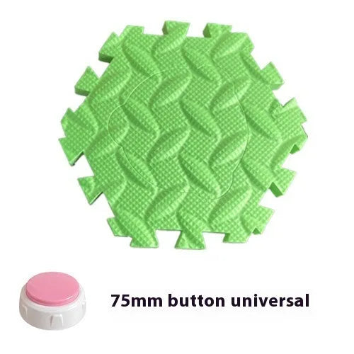 EVA foam pet ac button non-slip mat in green, square shape 16x16x1cm, on a wooden floor