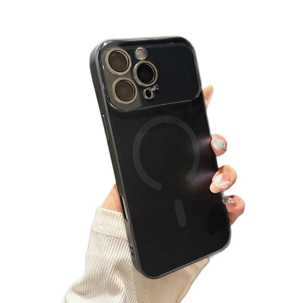 Frosted magnetic iPhone case with large window, PC shockproof cover, five colours, iPhone 11 to 17 Pro Max