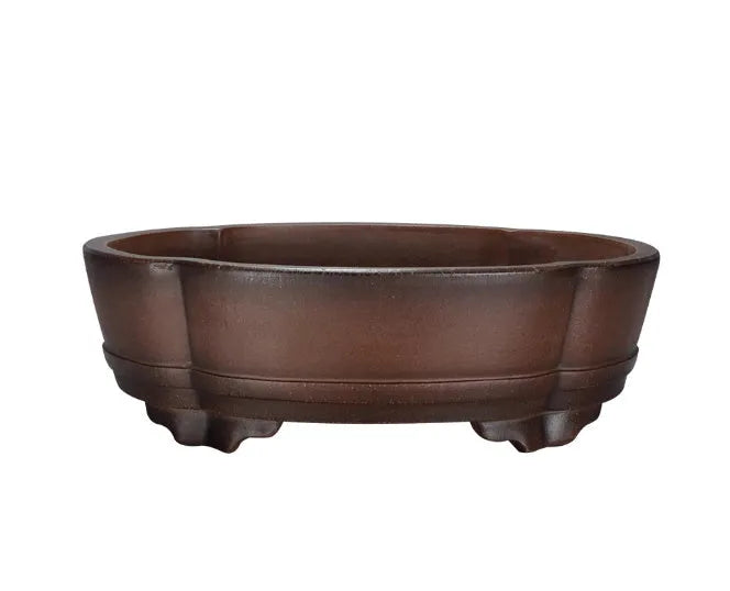 Large classic purple clay flower pot for plants or bonsai, shown from the side.