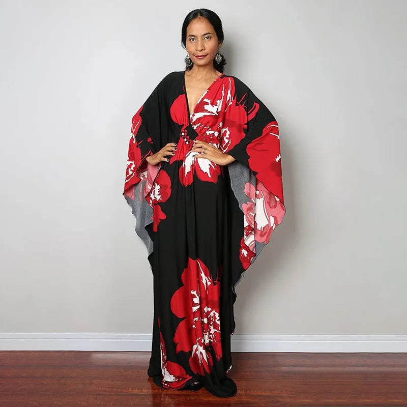 Women's loose polyester bikini cover up robe for swimming in six colour patterns