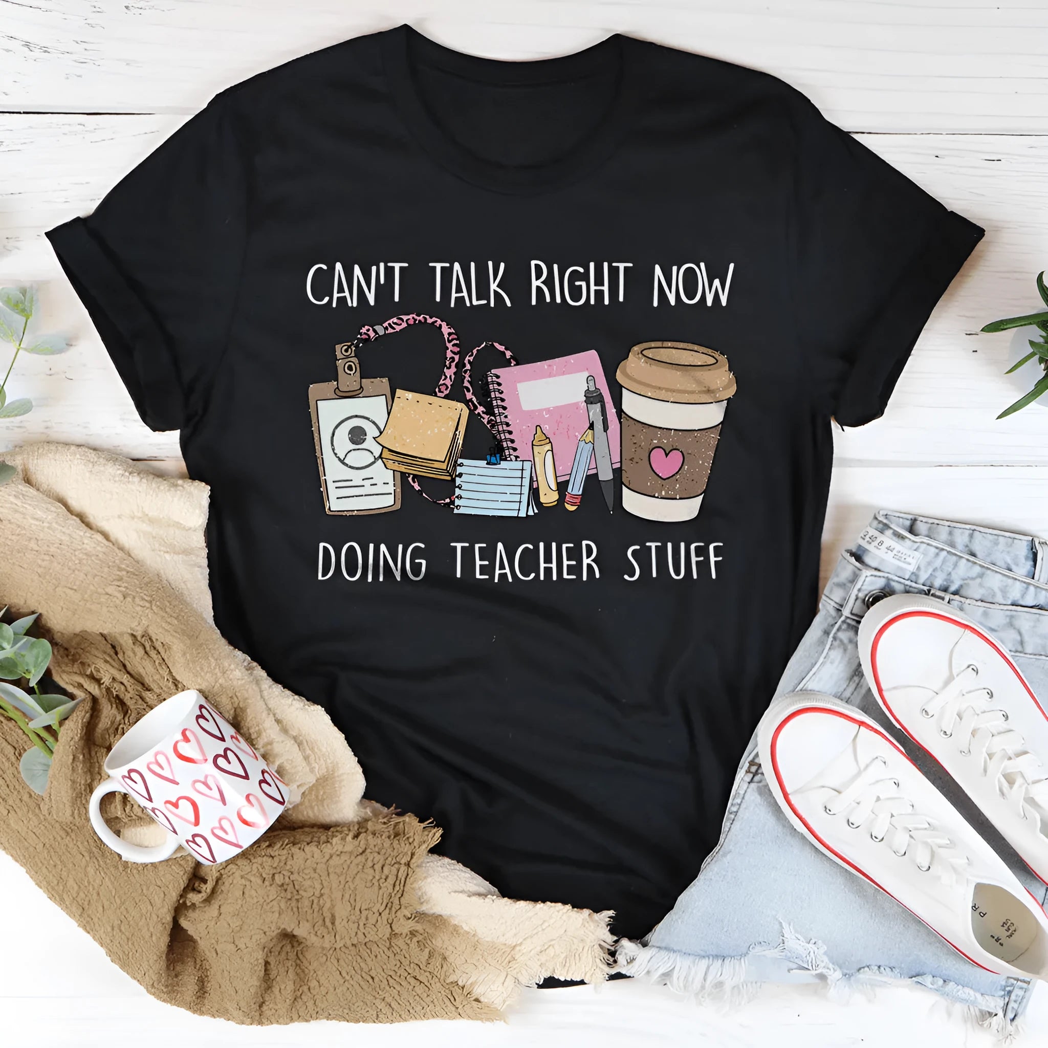 Black cotton short sleeve t-shirt with round neck and loose straight summer fit