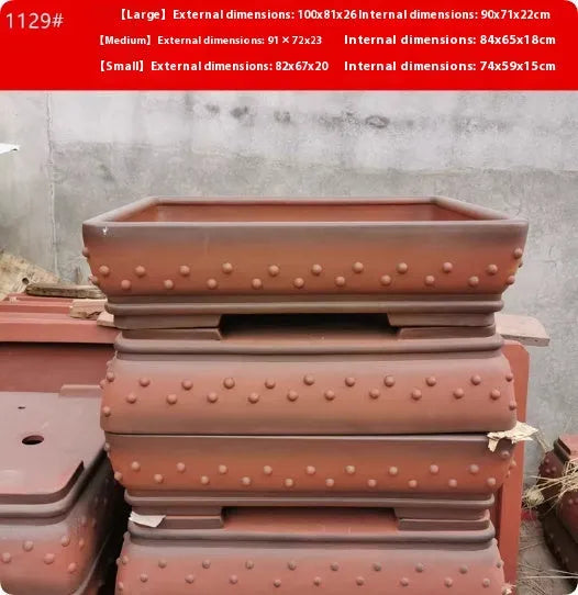 Extra large rectangular purple clay flower trough bonsai pot in Chinese style for desktop or floor use