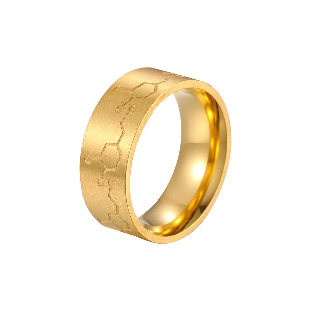 Stainless steel geometric dopamine ring in gold colour, size 9, style option A