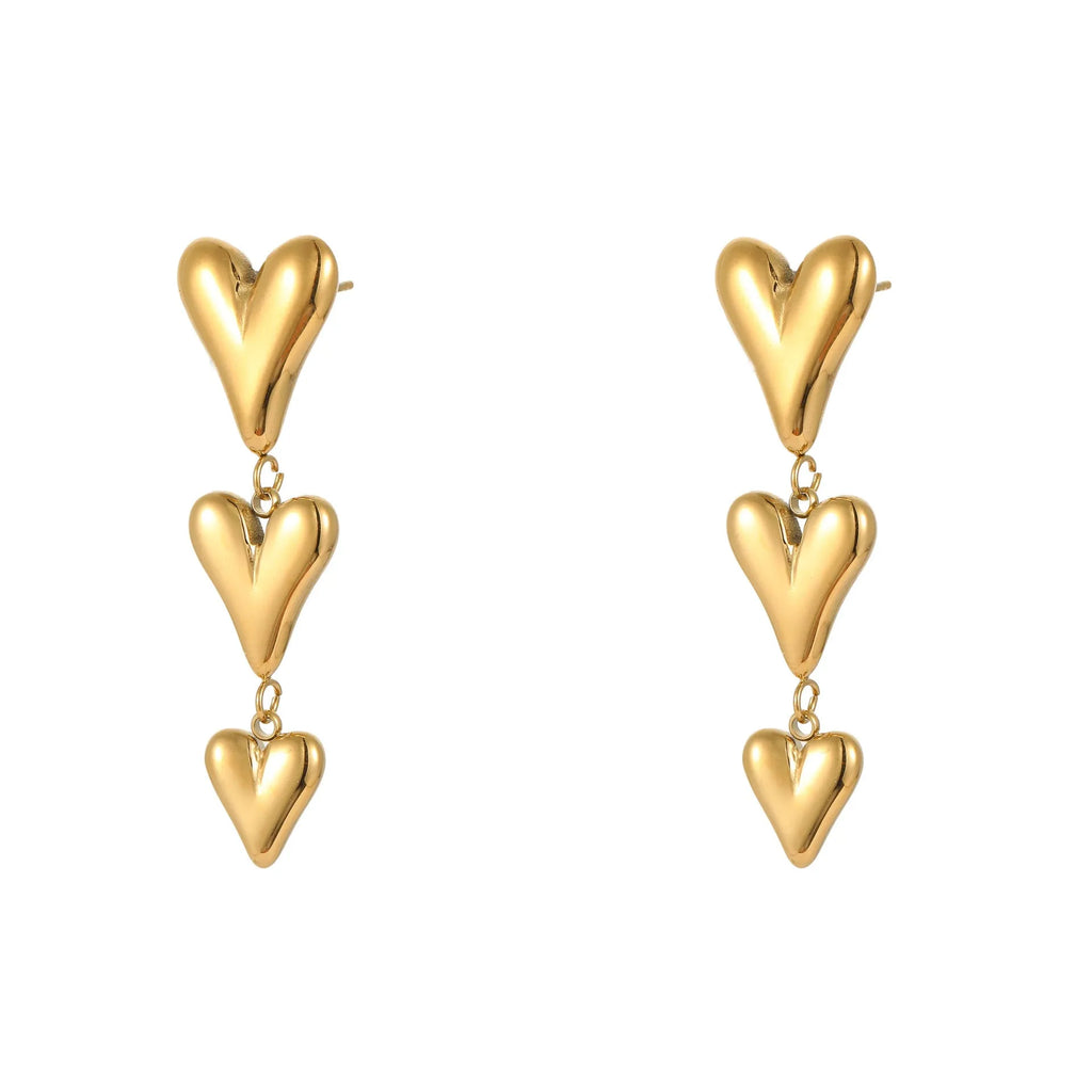 Women's 18K electroplated stainless steel heart-shaped drop earrings in colour NMSE-G438-5
