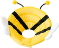 Soft cat cone collar with cute bee design showing Velcro closure and adjustable sizing