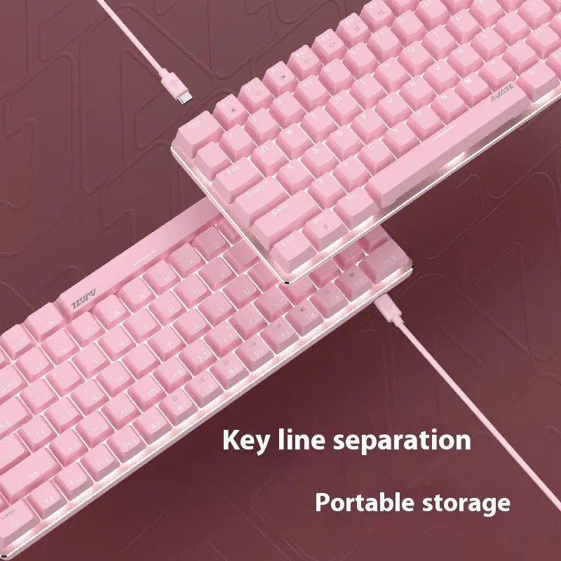 82-key mechanical gaming keyboard with RGB backlight on metal frame