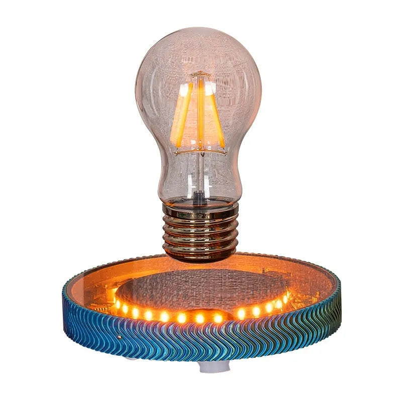 Magnetic suspension moon night lamp with 3D printed design floating above surface