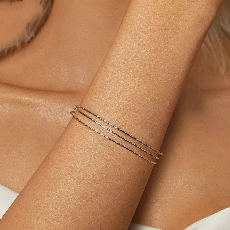 Simple multi-layer 925 sterling silver open-ended bracelet electroplated finish SCB273 colour
