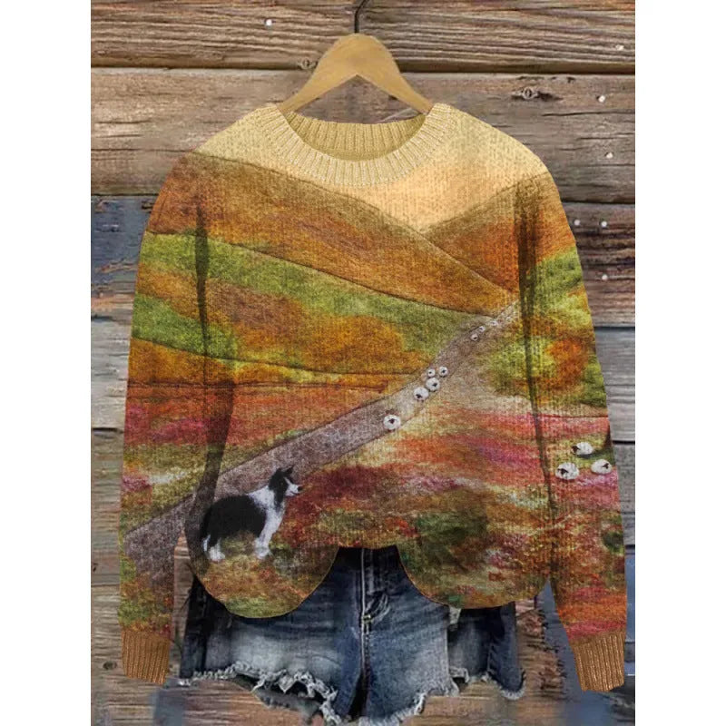 Little Flower digital printed round neck sweater in a colour from the YPM935 range.