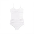 Women's black suspender-style jumpsuit swimsuit with adjustable straps and push-up lining